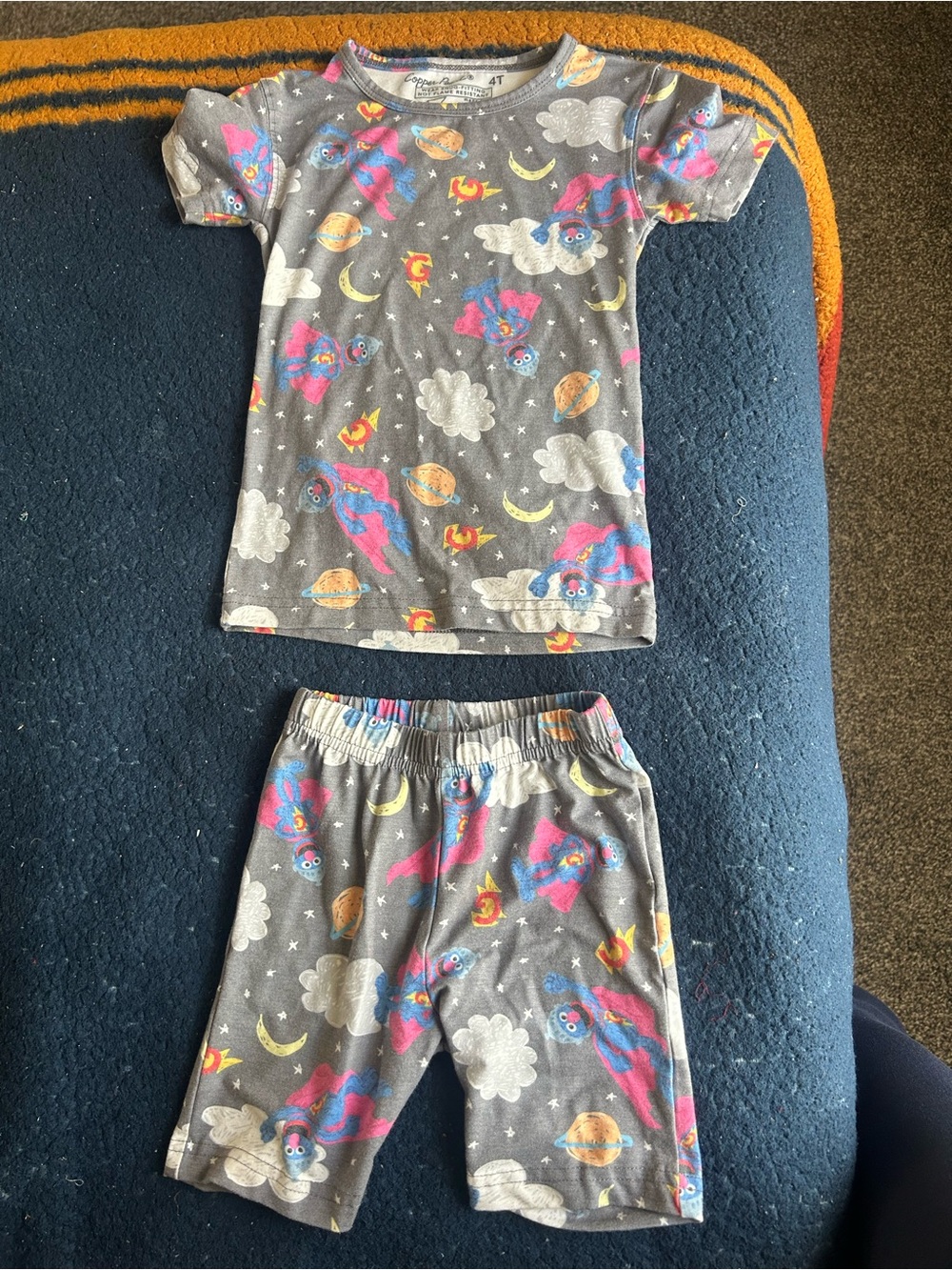 Grey Super Grover Print Short Pajama Set